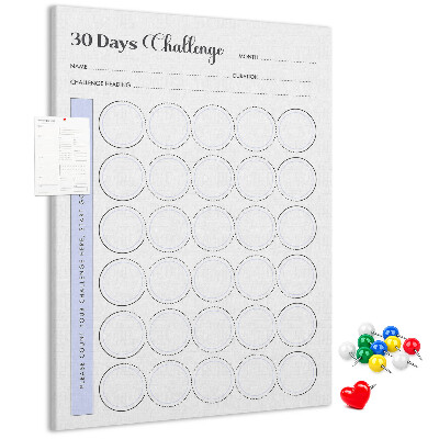 Kurken prikbord 30-dagen challenge met ruimte voor notities