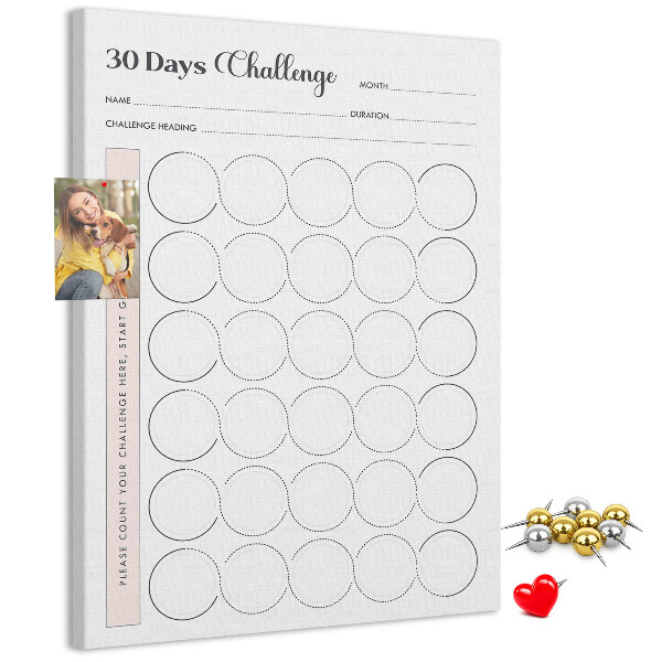 30-dagen Circle Challenge-plan bedrukt met kurk