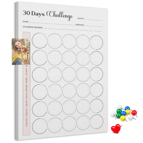 30-dagen Circle Challenge-plan bedrukt met kurk