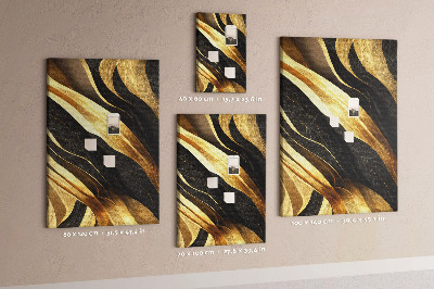 Memobord van kurk met goud en zwartkleurige golvende stofstructuur