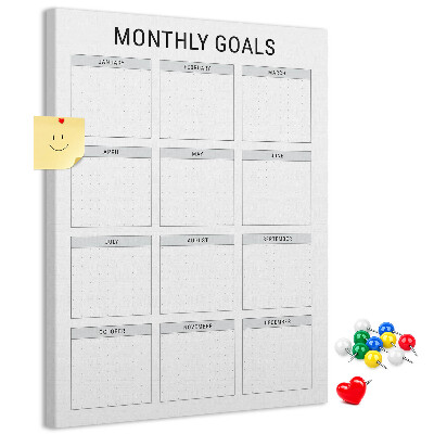 Kurk bedrukken voor het plannen van maandelijkse doelen in de kalender