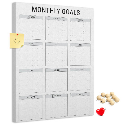 Kurk bedrukken voor het plannen van maandelijkse doelen in de kalender