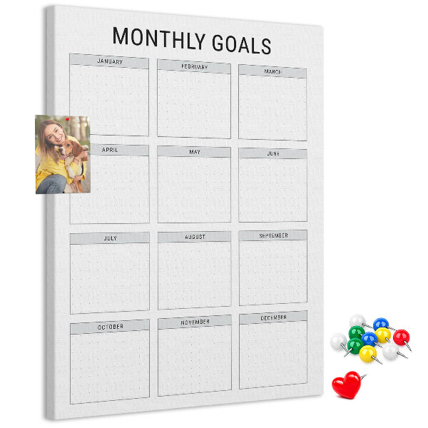 Kurk bedrukken voor het plannen van maandelijkse doelen in de kalender