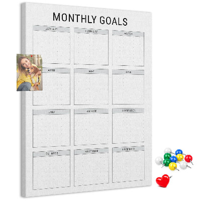 Kurk bedrukken voor het plannen van maandelijkse doelen in de kalender