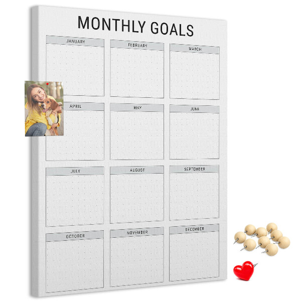 Kurk bedrukken voor het plannen van maandelijkse doelen in de kalender