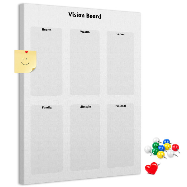 Kurken prikbord met lege gedeeltes voor een visionboard