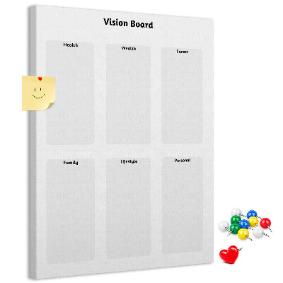 Kurken prikbord met lege gedeeltes voor een visionboard