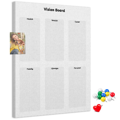 Kurken prikbord met lege gedeeltes voor een visionboard
