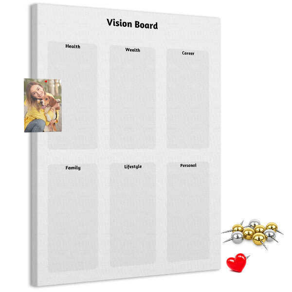 Kurken prikbord met lege gedeeltes voor een visionboard