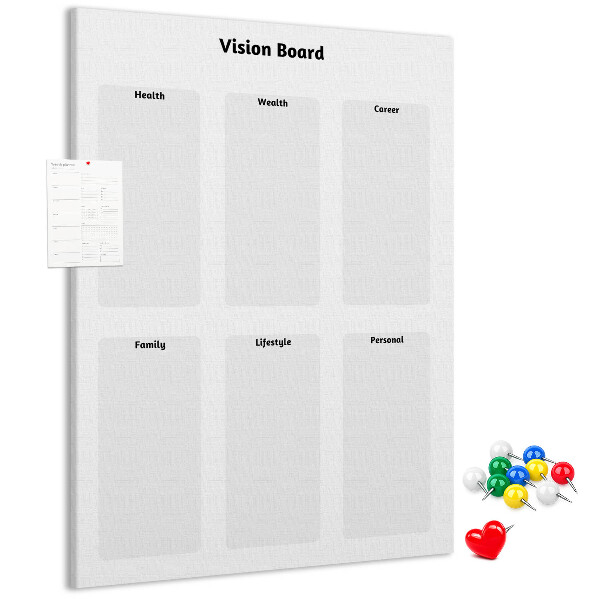 Kurken prikbord met lege gedeeltes voor een visionboard