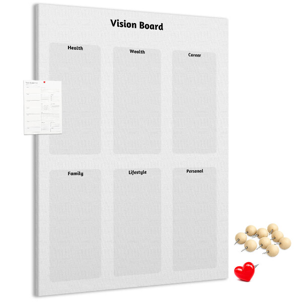 Kurken prikbord met lege gedeeltes voor een visionboard