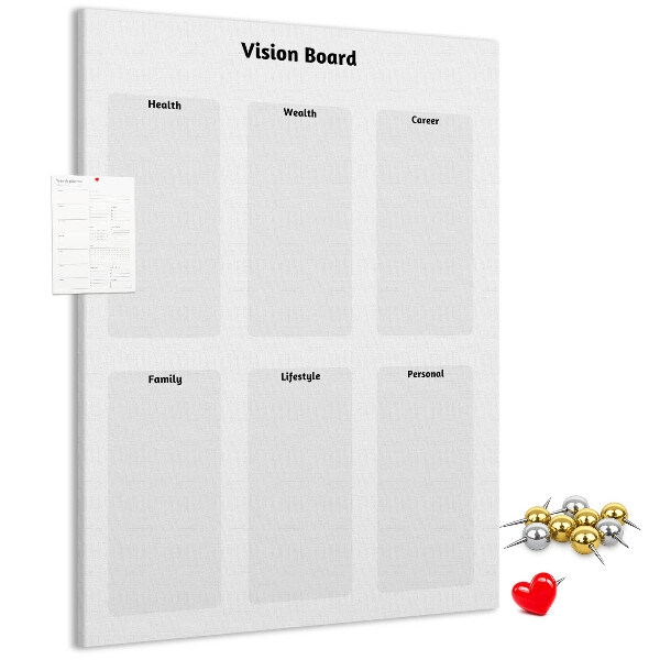 Kurken prikbord met lege gedeeltes voor een visionboard