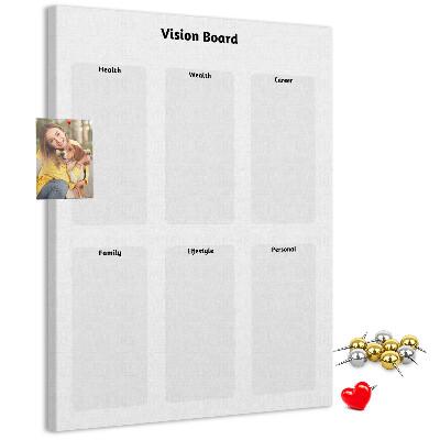 Kurken prikbord met lege gedeeltes voor een visionboard