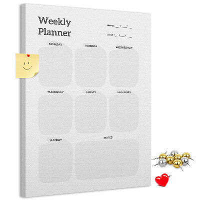 Weekplanner met lege velden bedrukt op kurk