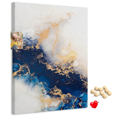 Memobord van kurk met abstract patroon in blauwe tinten