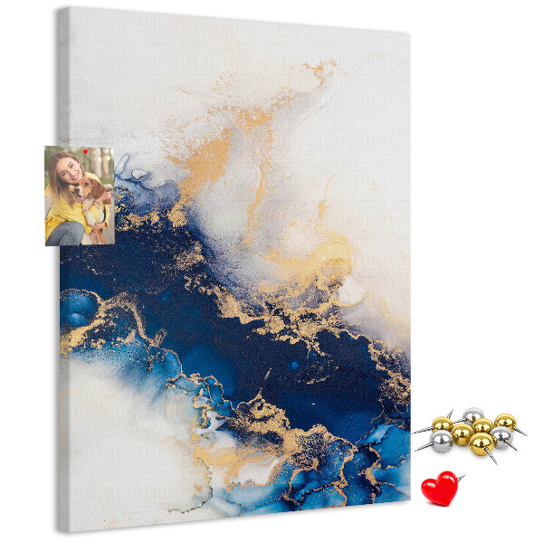 Memobord van kurk met abstract patroon in blauwe tinten