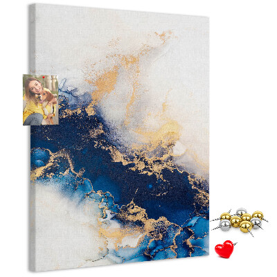 Memobord van kurk met abstract patroon in blauwe tinten