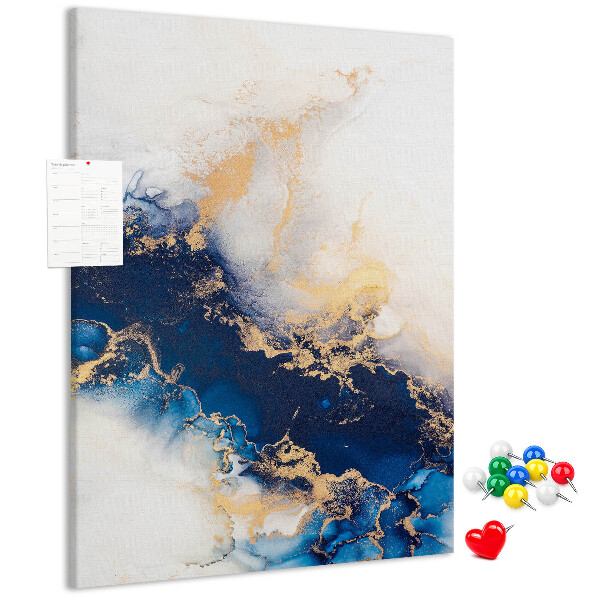 Memobord van kurk met abstract patroon in blauwe tinten