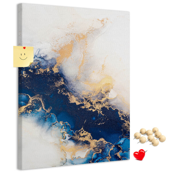 Memobord van kurk met abstract patroon in blauwe tinten