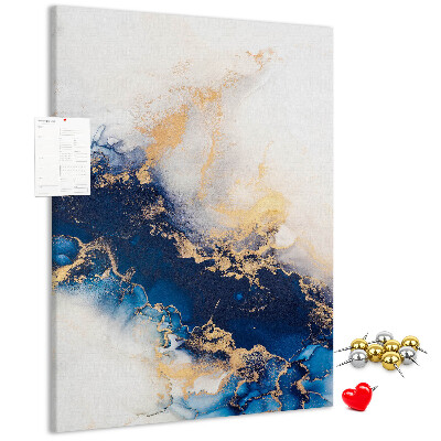 Memobord van kurk met abstract patroon in blauwe tinten