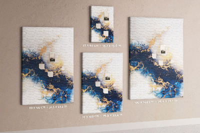 Memobord van kurk met abstract patroon in blauwe tinten