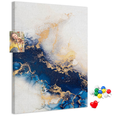 Memobord van kurk met abstract patroon in blauwe tinten