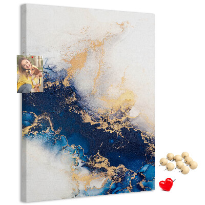 Memobord van kurk met abstract patroon in blauwe tinten