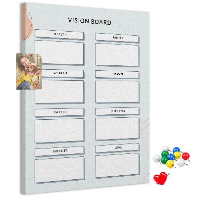 Kurken memobord met levenscategorieën