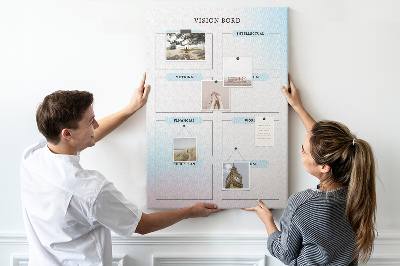Kurken prikbord visionboard met categorieën voor persoonlijke ontwikkeling