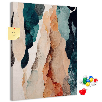 Kurken memobord met abstracte kleurgolven in zachte tinten