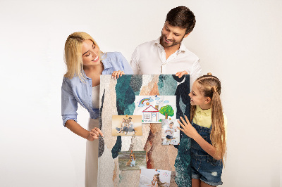 Kurken memobord met abstracte kleurgolven in zachte tinten