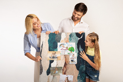 Kurken memobord met abstracte kleurgolven in zachte tinten