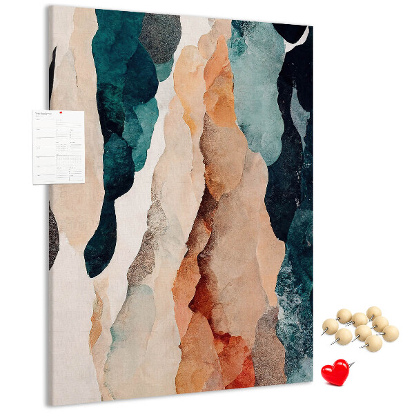 Kurken memobord met abstracte kleurgolven in zachte tinten