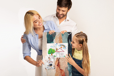 Kurken memobord met abstracte kleurgolven in zachte tinten