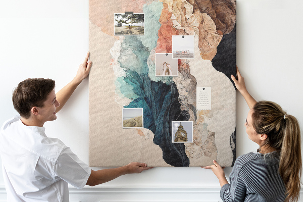 Kurk met bedrukking abstracte vormen in pastelkleuren