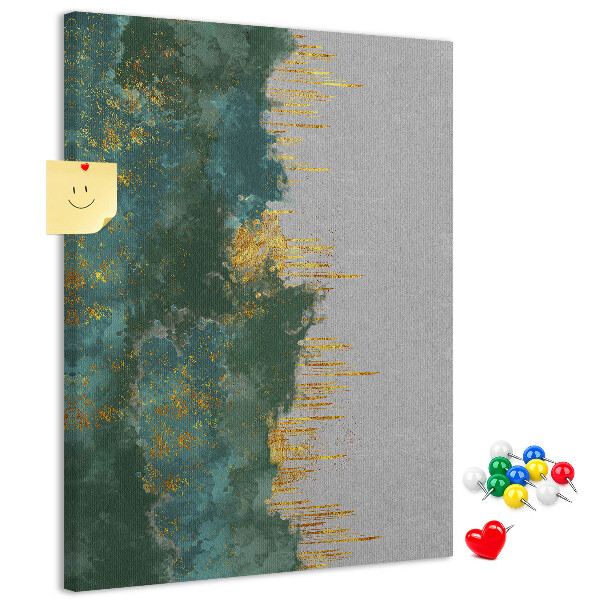 Kurken prikbord met abstract landschap in groentinten