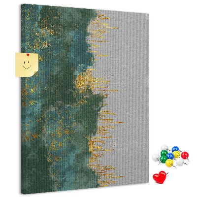 Kurken prikbord met abstract landschap in groentinten