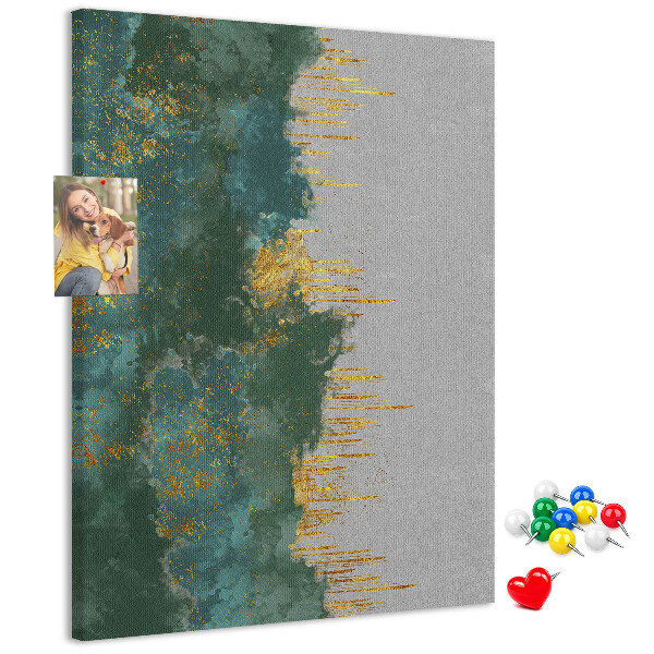 Kurken prikbord met abstract landschap in groentinten