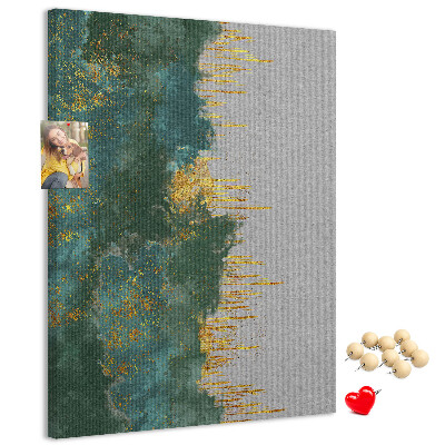 Kurken prikbord met abstract landschap in groentinten