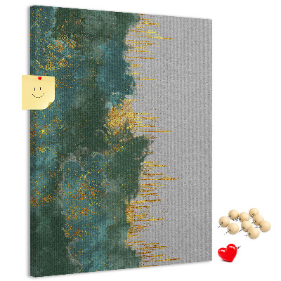 Kurken prikbord met abstract landschap in groentinten