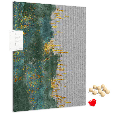 Kurken prikbord met abstract landschap in groentinten