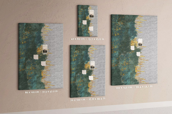 Kurken prikbord met abstract landschap in groentinten