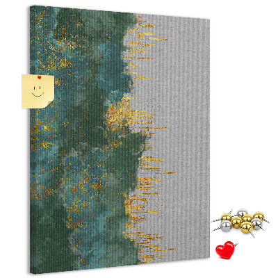 Kurken prikbord met abstract landschap in groentinten