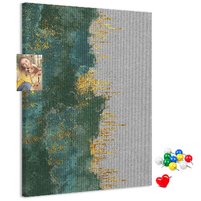 Kurken prikbord met abstract landschap in groentinten