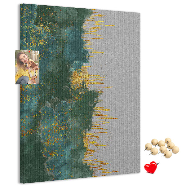 Kurken prikbord met abstract landschap in groentinten