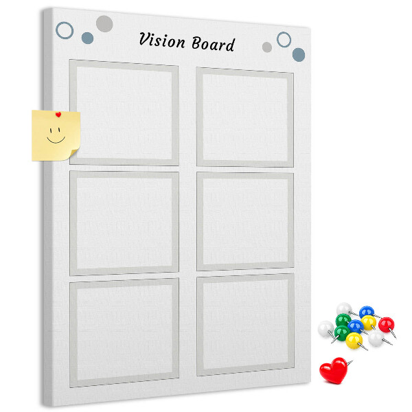 Bedrukt prikbord van kurk visionboard met lege kaders