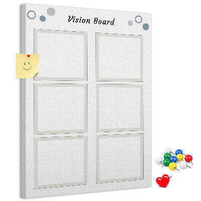 Bedrukt prikbord van kurk visionboard met lege kaders