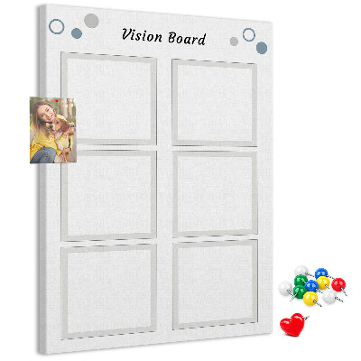 Bedrukt prikbord van kurk visionboard met lege kaders