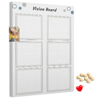 Bedrukt prikbord van kurk visionboard met lege kaders
