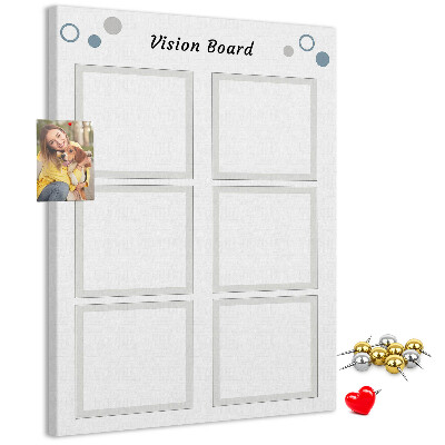 Bedrukt prikbord van kurk visionboard met lege kaders